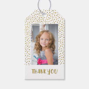 Gold Glitter Birthday Girl 2 Photo Thank you Gift Tags