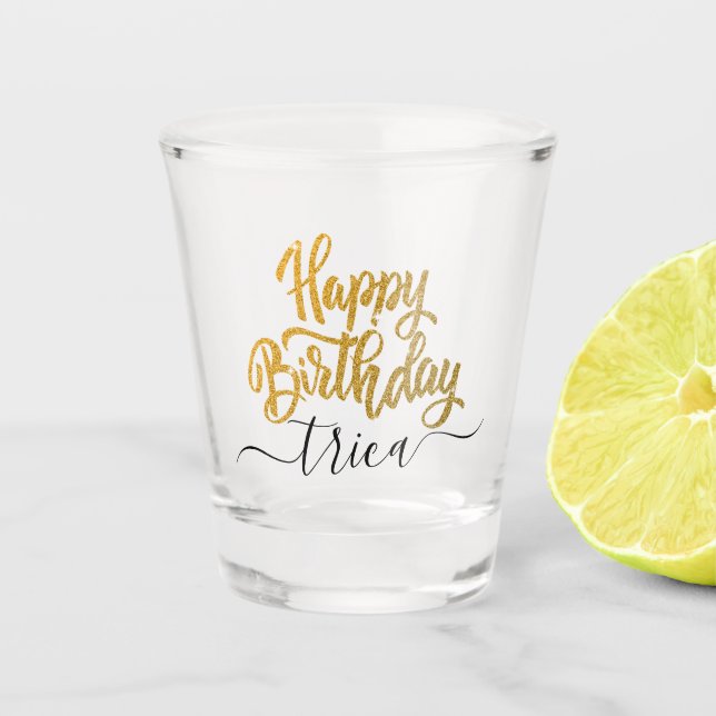 Gold Glitter Birthday party  Shot Glass (Front)