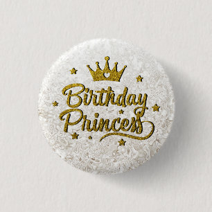 Gold Glitter "Birthday Princess"  Button