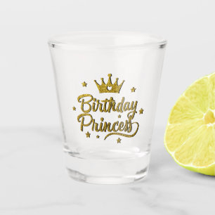 Gold Glitter "Birthday Princess" Shot Glass