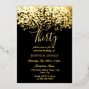 Gold Glitter Black 30th Birthday Party Gold