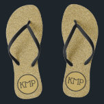 Gold Glitter Black and Gold Monogram  Flip Flops<br><div class="desc">Gold Glitter,  Black and Gold monogrammed flip flops. Perfect for everything summer. From beach,  to pool,  to shopping,  beach weddings,  anything in the warmer months where you want some glam!</div>