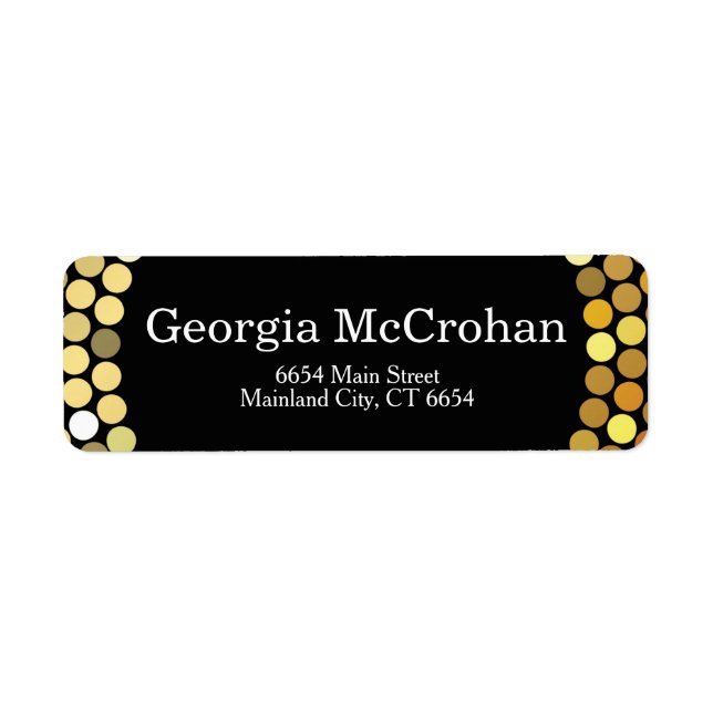 Gold Glitter Black and White Return address (Front)