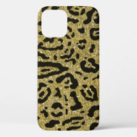Gold Glitter Black Cheetah Leopard Animal Print