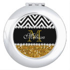 GOLD GLITTER BLACK CHEVRON MONOGRAMMED