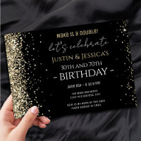 Gold Glitter Black Double Birthday Party