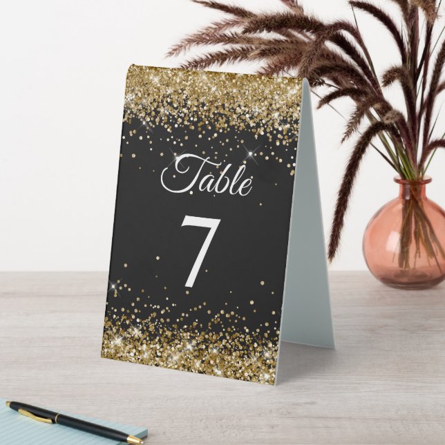 Gold Glitter Black Elegant Table Number (In SItu (Table))
