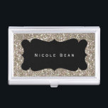 Gold Glitter & Black Frame Business Card Holder<br><div class="desc">Gold Glitter & Black Frame Business Card Holder. Customise with any text or leave it blank.</div>