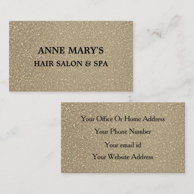 Gold Glitter Black Hair Salon Spa Modern Classy Business Card (Front/Back)