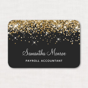 Gold Glitter Black Name Tag