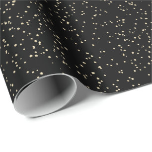 Gold Glitter Black New Year's Eve Wrapping Paper