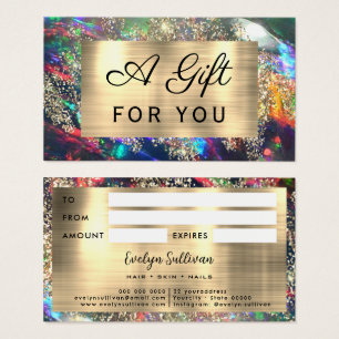 Gold glitter black opal gift card