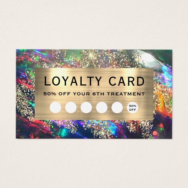 Gold glitter black opal loyalty card (Front)