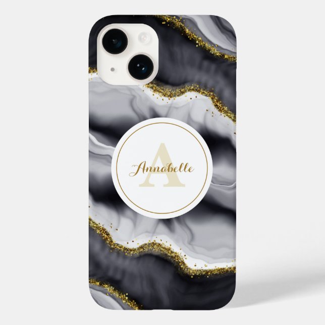 Gold Glitter Black Personalise Case-Mate iPhone Case (Back)