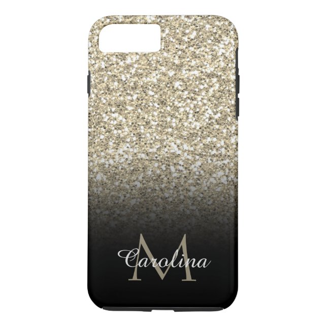 Gold Glitter, Black, Personalised Case-Mate iPhone Case (Back)