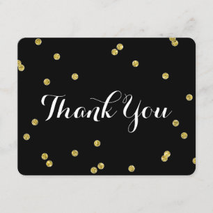 Gold Glitter Black   Thank You Cards
