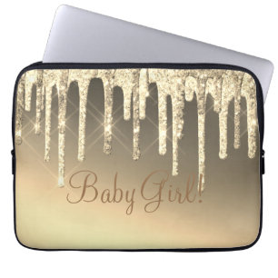 Gold Glitter Bling Girl Name Sparkle Glam Chic Laptop Sleeve