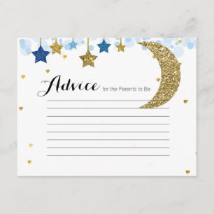Gold glitter blue moon Advice Card Baby Shower
