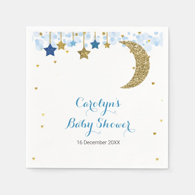 Gold glitter blue moonBridal Shower Napkin (Front)