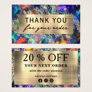 Gold glitter blue opal discount card