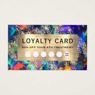 Gold glitter blue opal loyalty card