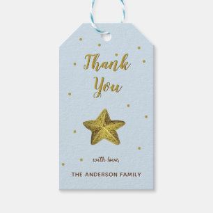 Gold Glitter Blue Thank You Starfish Gift Tags