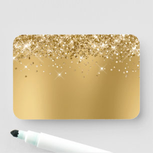 Gold Glitter Blur Blank Name Tag