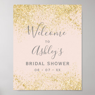 Gold glitter blush pink bridal shower welcome poster