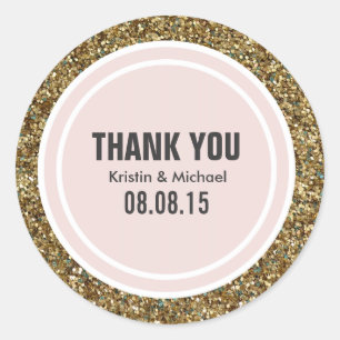 Gold Glitter & Blush Pink Custom Thank You Label