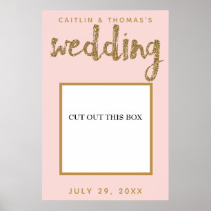 Gold Glitter Blush Pink Wedding Photo Booth Prop Poster