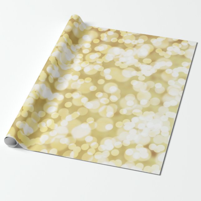 Gold Glitter Bokeh Wrapping Paper (Unrolled)