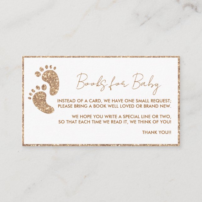 Gold Glitter Books for Baby Baby Shower  Enclosure Card (Front)