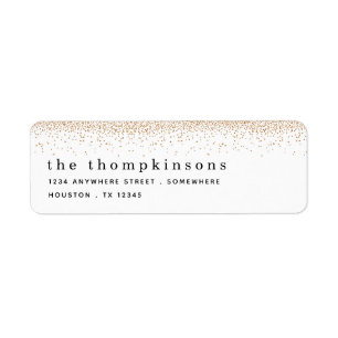 Gold Glitter Border Name Return Address Holiday