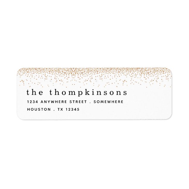 Gold Glitter Border Name Return Address Holiday (Front)