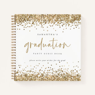 Gold Glitter Borders 2024 Graduation Guest Book