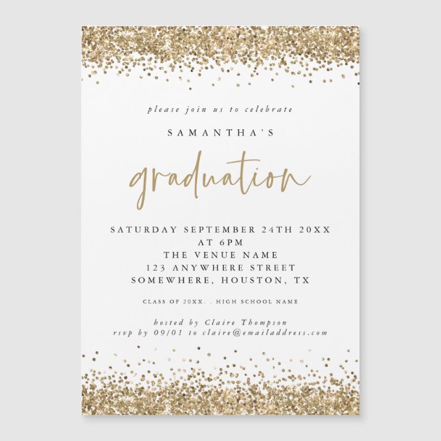 Gold Glitter Borders 2024 Graduation Invitation (Front)