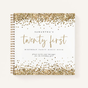 Gold Glitter Borders 21st Birthday Guest Book
