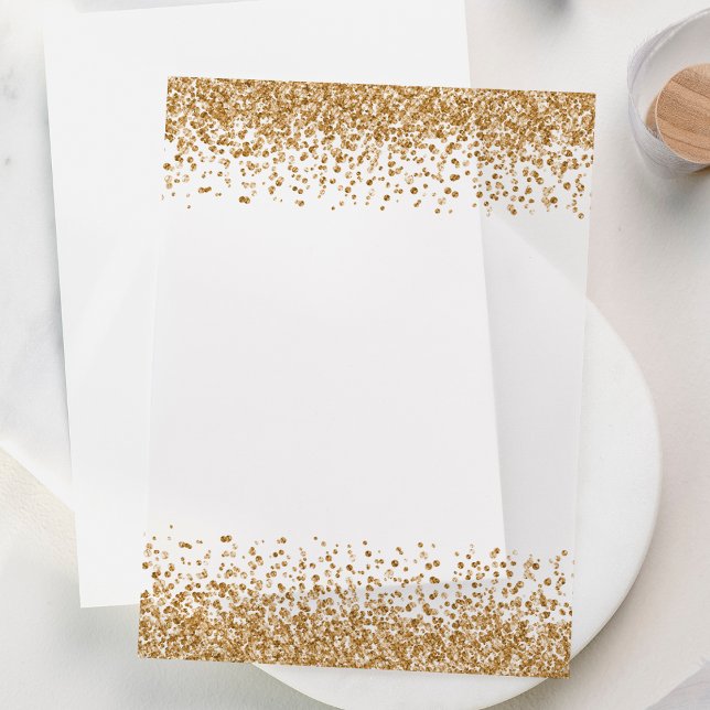 Gold Glitter Borders Wedding Vellum Invitations (Creator Uploaded)