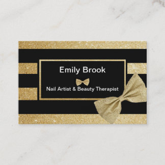 Gold Glitter Bow Business Card