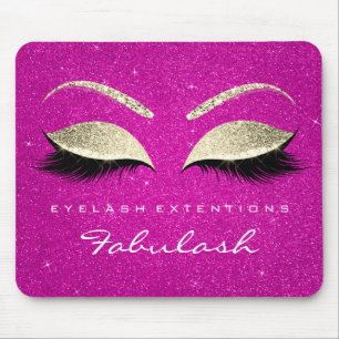 Gold Glitter Branding Beauty Hot Pink Lashes Mouse Mat