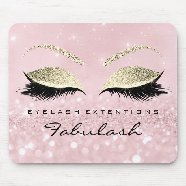 Gold Glitter Branding Beauty Studio Lashes Pink Mouse Mat (Front)