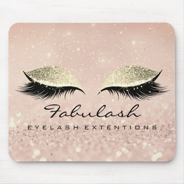 Gold Glitter Branding Makeup Artist Lashes Mouse Mat (Front)
