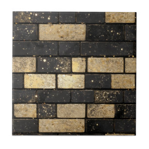 Gold Glitter Brick Pattern Tile