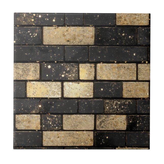 Gold Glitter Brick Pattern Tile (Front)