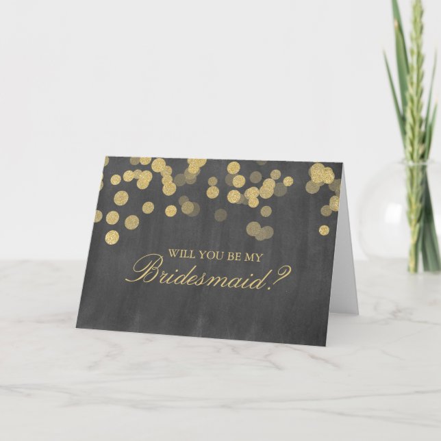 Gold Glitter Bridal Party Request Cards (Front)