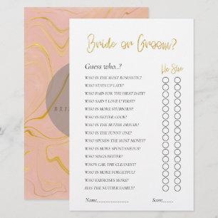 Gold Glitter Bridal Shower game Bride or Groom