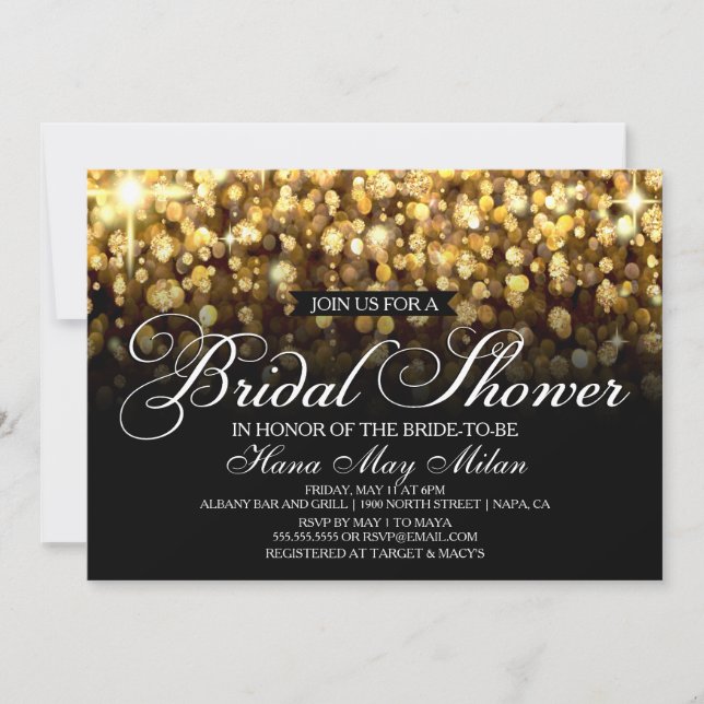 Gold Glitter Bridal Shower Invitation (Front)