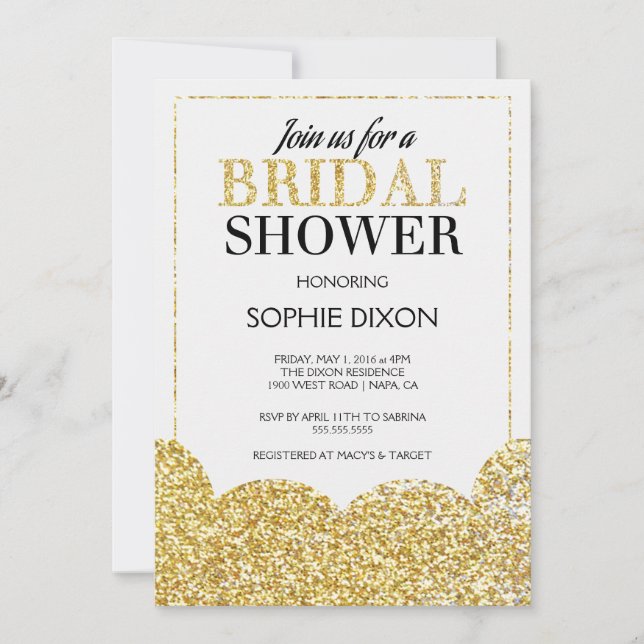 Gold Glitter Bridal Shower Invitation (Front)