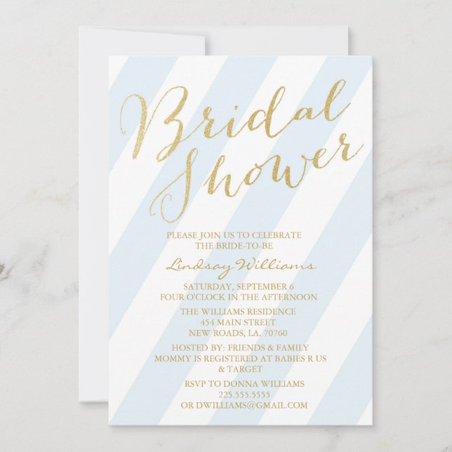 Gold Glitter Bridal Shower Invitations (Front)
