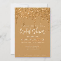 Gold Glitter Bridal Shower Invitations - Elegant